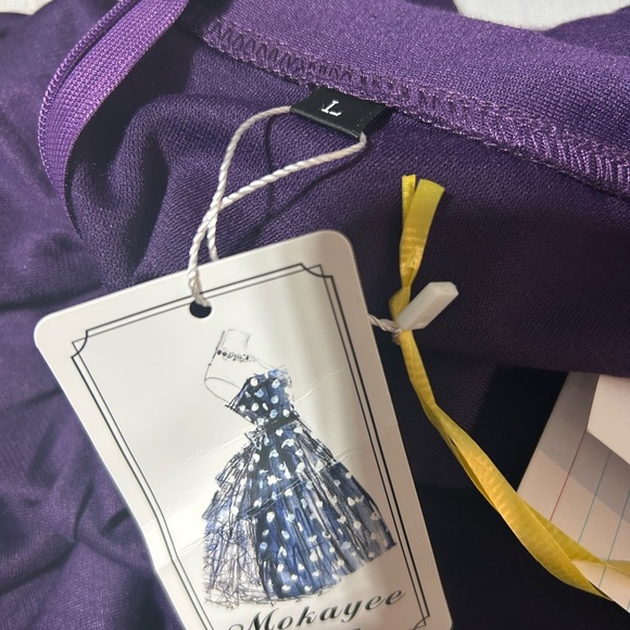 #095 Mokayee Sz L Elegant Purple Dress NWT - Picture 4 of 5
